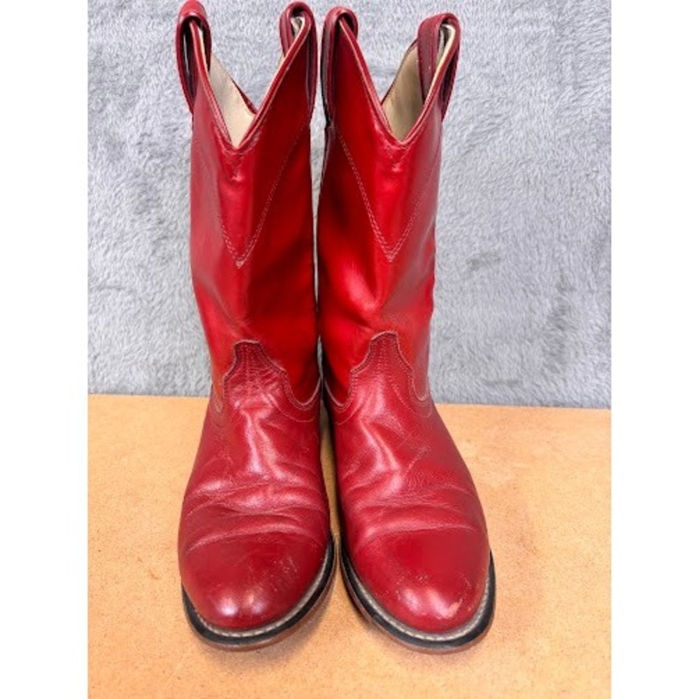 Vintage Laredo Red Leather Western Cowboy Boots Womens 6 M Made in USA 32066 - Picture 4 of 8